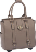 JKM & Company Rolling Laptop Bag for Women | Designer Wheeled Briefcase | Fits 13-17' Laptops | Office Travel Computer Case (Executive Taupe)