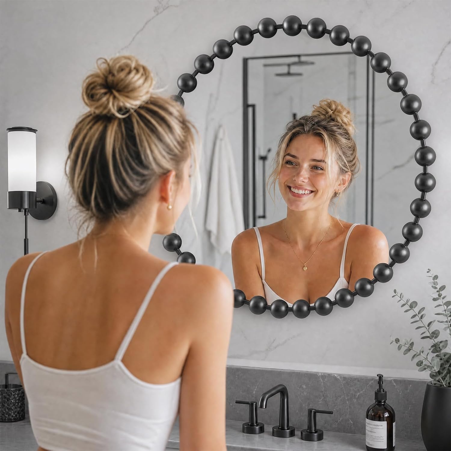 Madison Park 36 inch Black Round Mirror, Round Mirrors for Wall Decor, Metal Frame Circle Mirror for Bathroom, Living Room, Round Wall Metal Art Mirror