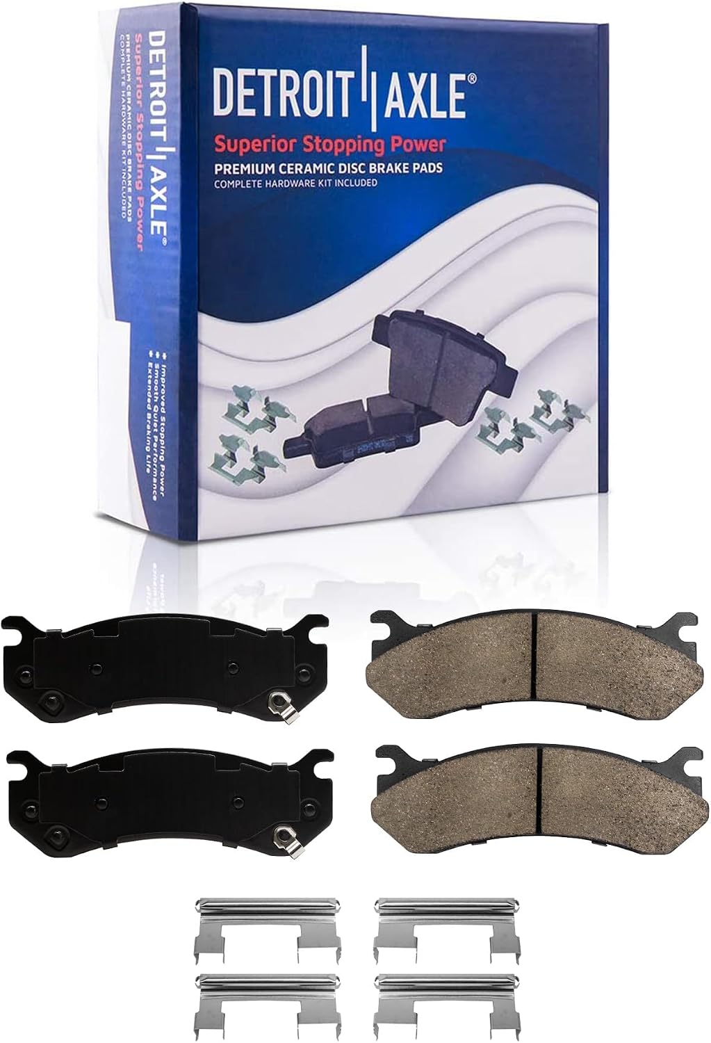 Detroit Axle - Front Brake Kit for Chevy GMC Escalade Avalanche Suburban Tahoe Sierra Silverado 1500 Yukon Brake Rotors CV Axle Shafts Wheel Bearing Hubs Ceramic Brakes Pads Replacement
