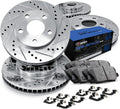 R1 Concepts Front and Rear Brake Kit Fits 2011-2012 Jaguar XF; 2010-2015 Jaguar XJ; 2010-2013 Jaguar XK| Semi Met Pads, Drilled Slotted Rotors| Hardware| 14.0' Front & 12.8' Rear