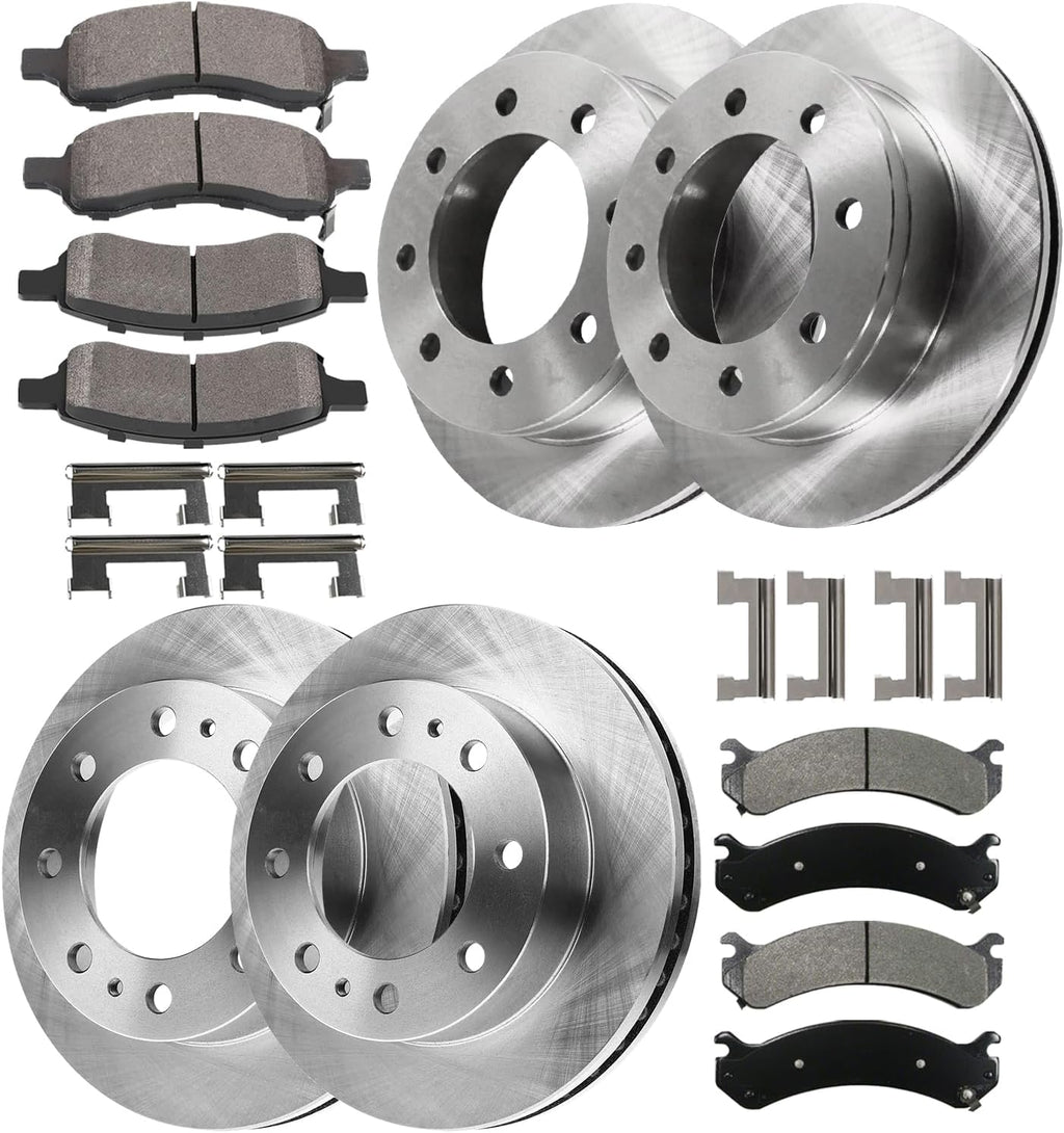 Brake Kit Replacement for Chevy Suburban 2500 2002 2003 2004 2005 2006 2007, for Silverado GMC Sierra 1500 2500 HD Rotors and Brake Pads Front and Rear, 12.8' Front and 12.99' Rear Brakes