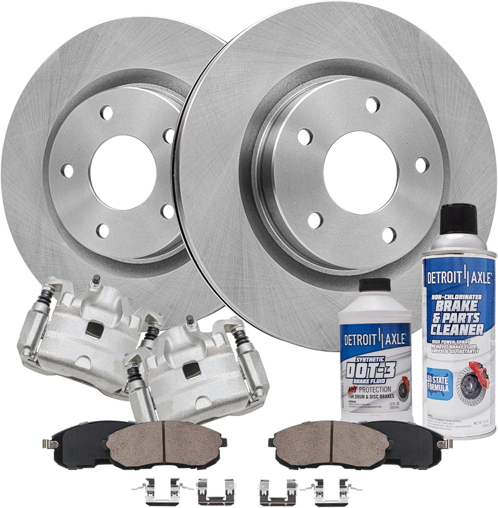 Detroit Axle - Front Brake Kit for 2007 2008 2009 2010 Nissan Altima Disc Brake Calipers Brakes Rotors Ceramic Brake Pads Replacement: 11.65' inch Rotor