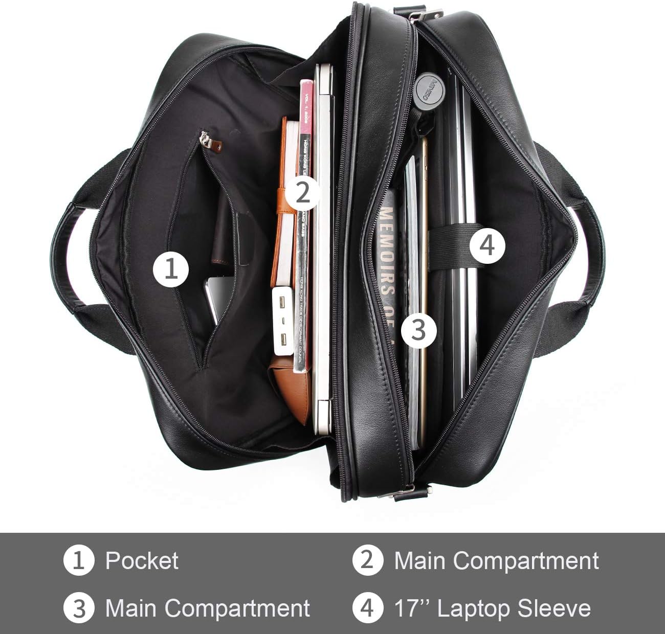 Augus Business Travel Briefcase Genuine Leather Duffel Bags for Men Laptop Bag fits 15.6 inches Laptop