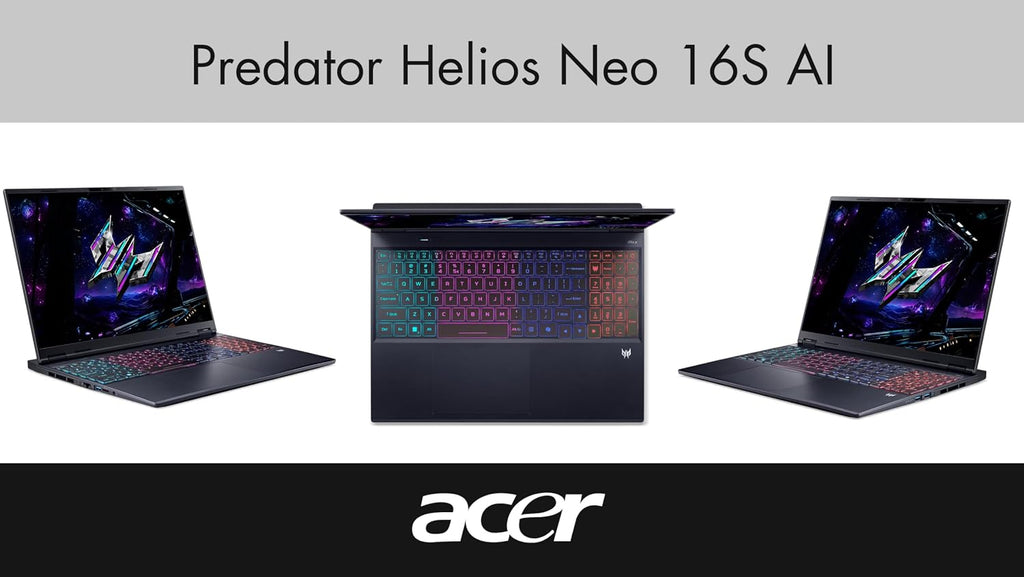 acer Predator Helios Neo 16S AI Gaming Laptop 16.0' 240Hz OLED WQXGA (Intel Ultra 9-275HX, GeForce RTX 5060 8GB, 64GB DDR5, 1TB PCIe SSD, Thunderbolt 4, Copilot, Win 11 Pro) w/Dockztorm Hub