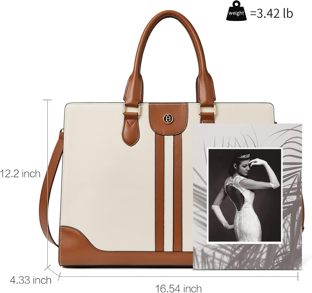 BOSTANTEN Leather Laptop Briefcase for Women Shoulder Bag 15.6 Inch Business Computer Work Tote