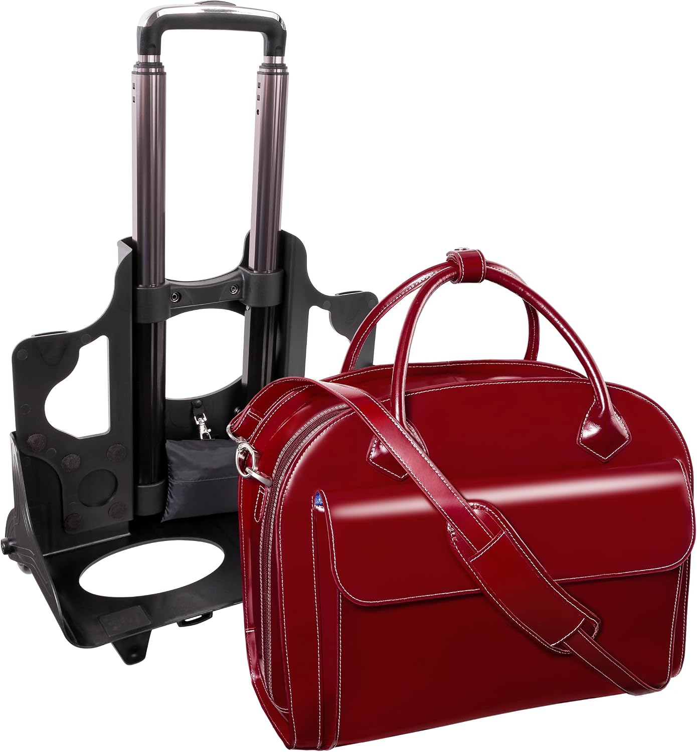McKlein GLEN ELLYN15' Leather Detachable -Wheeled Ladies' Laptop/Computer & Tablet Business Briefcase Bag/Women's Rolling Overnight Travel Bag, Removable trolley case