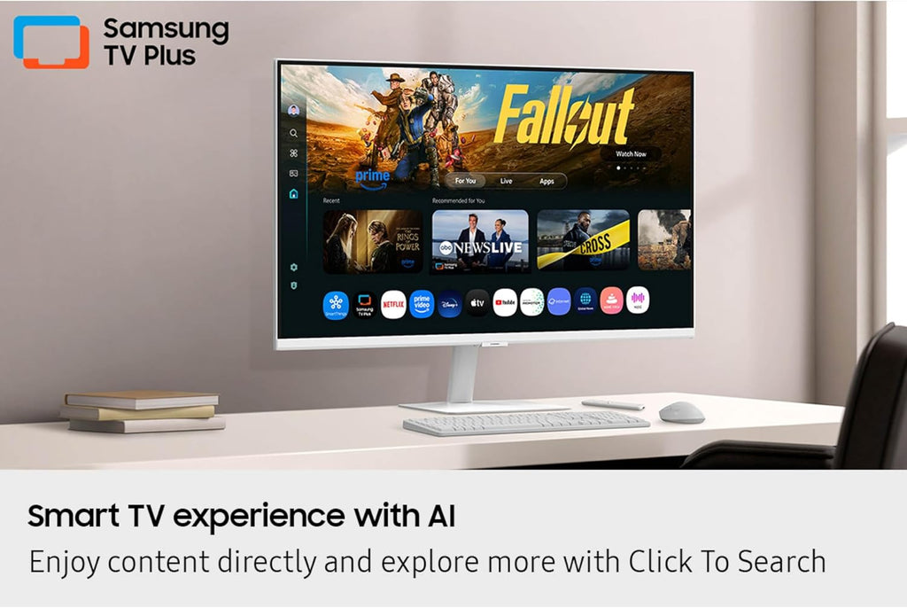 Samsung 32' Smart Monitor M7 (M70F) 4K UHD Display, Samsung Vision AI, Smart TV Apps, Gaming Hub, USB-C, HDMI and USB-A, White, LS32FM703UNXZA, 2025 (Renewed)