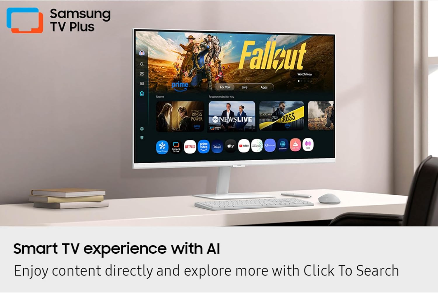 Samsung 32' Smart Monitor M7 (M70F) 4K UHD Display, Samsung Vision AI, Smart TV Apps, Gaming Hub, USB-C, HDMI and USB-A, White, LS32FM703UNXZA, 2025 (Renewed)