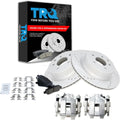 TRQ Performance Rear Brake Pad and Rotor Set Ceramic Vented Coated Rotors Calipers Compatible with 2011-2012 Infiniti G25 2011-2013 G37 2015 Q40 2010-2019 Nissan 370Z