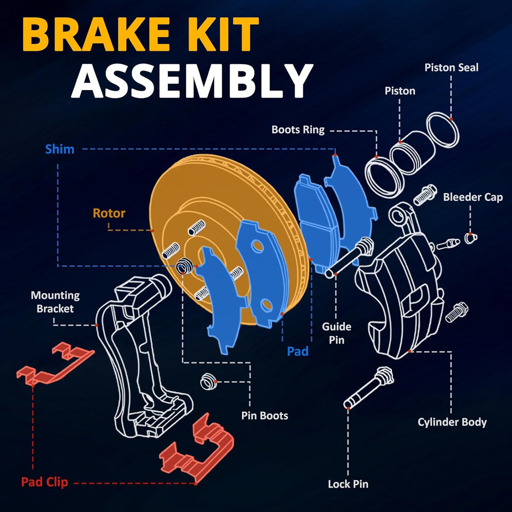 AUTOCLUB 12.01' Front and 12.99' Rear Brake Kit, for 2001 2002 2003 2004 2005 2006 Chevy Silverado 1500 Brake Pads and Rotors, for Chevy Suburban Avalanche GMC Sierra Yukon XL 1500 Brakes Replacement
