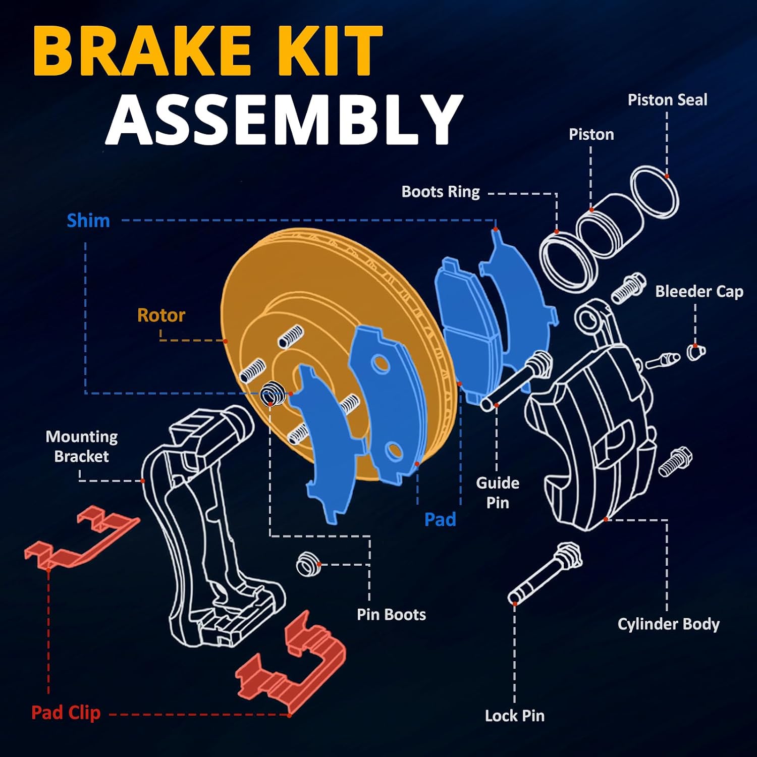 AUTOCLUB 12.01' Front and 12.99' Rear Brake Kit, for 2001 2002 2003 2004 2005 2006 Chevy Silverado 1500 Brake Pads and Rotors, for Chevy Suburban Avalanche GMC Sierra Yukon XL 1500 Brakes Replacement