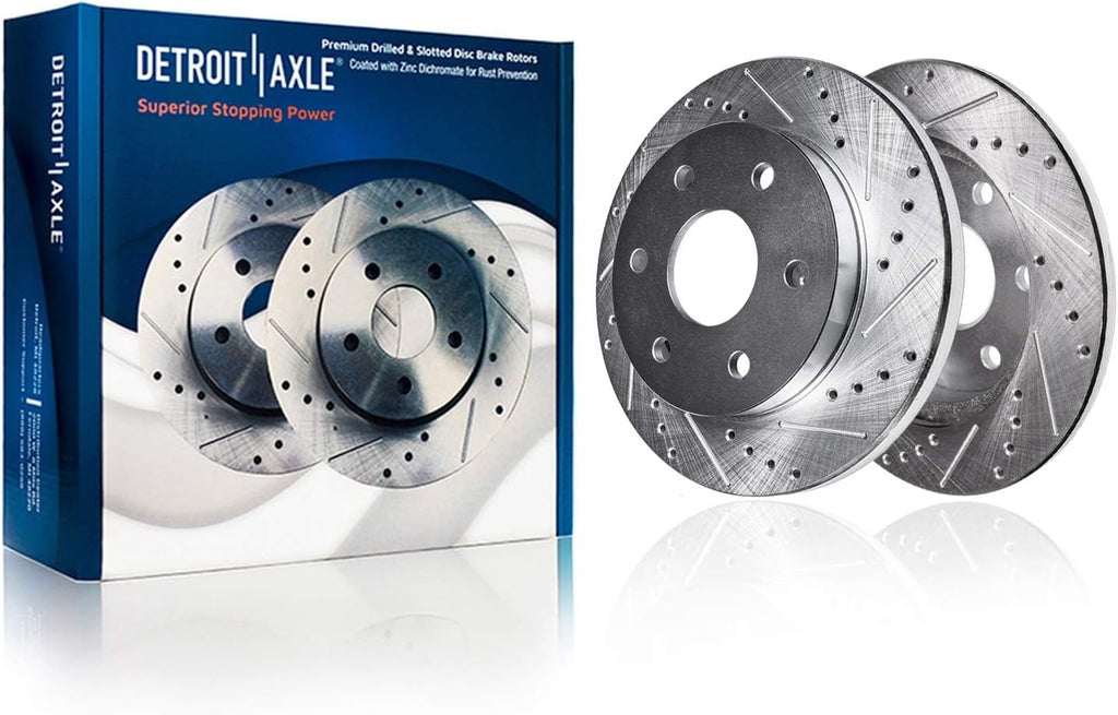 Detroit Axle - Brake Kit for 2006 Chevy Uplander Buick Terraza Saturn Relay Pontiac Montana Drilled Slotted Brake Rotors Ceramic Brakes Pads Replacement : 11.69' inch Front and 11.81' inch Rear Rotor