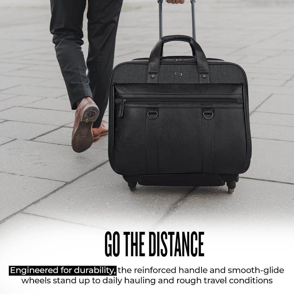 Solo New York Rolling Case with Wheels - Roller Laptop Bag, Wheeled Briefcase for Women & Men, Carry On Size for Travel, Fits 17.3' Computer - MacDougal, Black