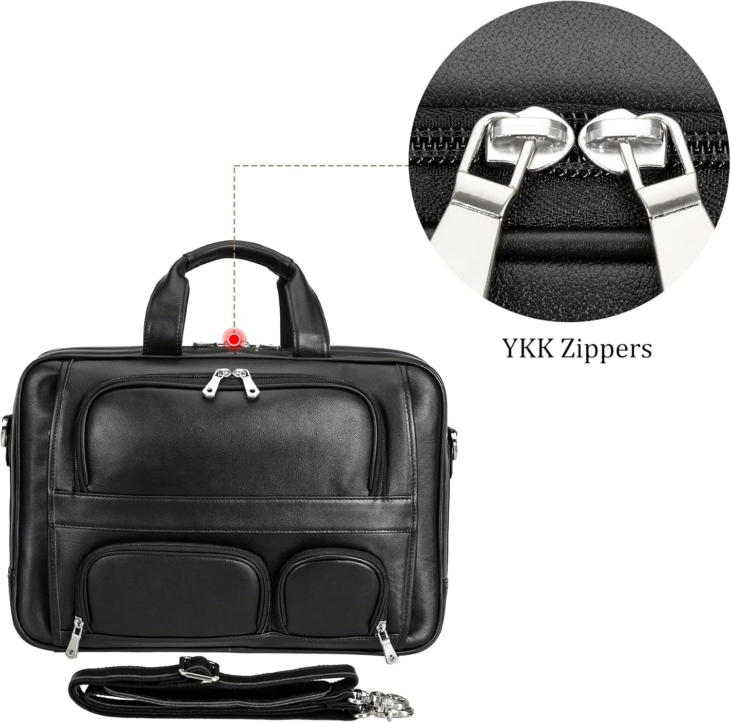Polare Full Grain Cowhide Leather 17'' Laptop Large Briefcase for Men Business Messenger Bag Work Bag