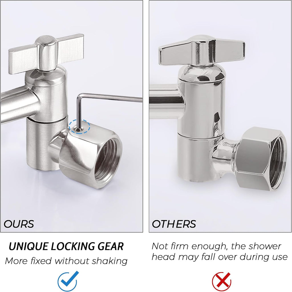 G-Promise All Metal 12 Inches Rainfall Shower Head with Handheld Spray Combo, 3 Settings Diverter, Adjustable Extension Arm with Lock Joints, 71 Inches Stainless Steel Hose (Brushed Nickel)