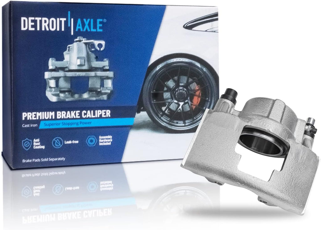 Detroit Axle - Front Disc Rotors Brake Pads + Right Brake Caliper Replacement for Chevrolet GMC K1500 K2500 Pickup Tahoe - 5pc Set