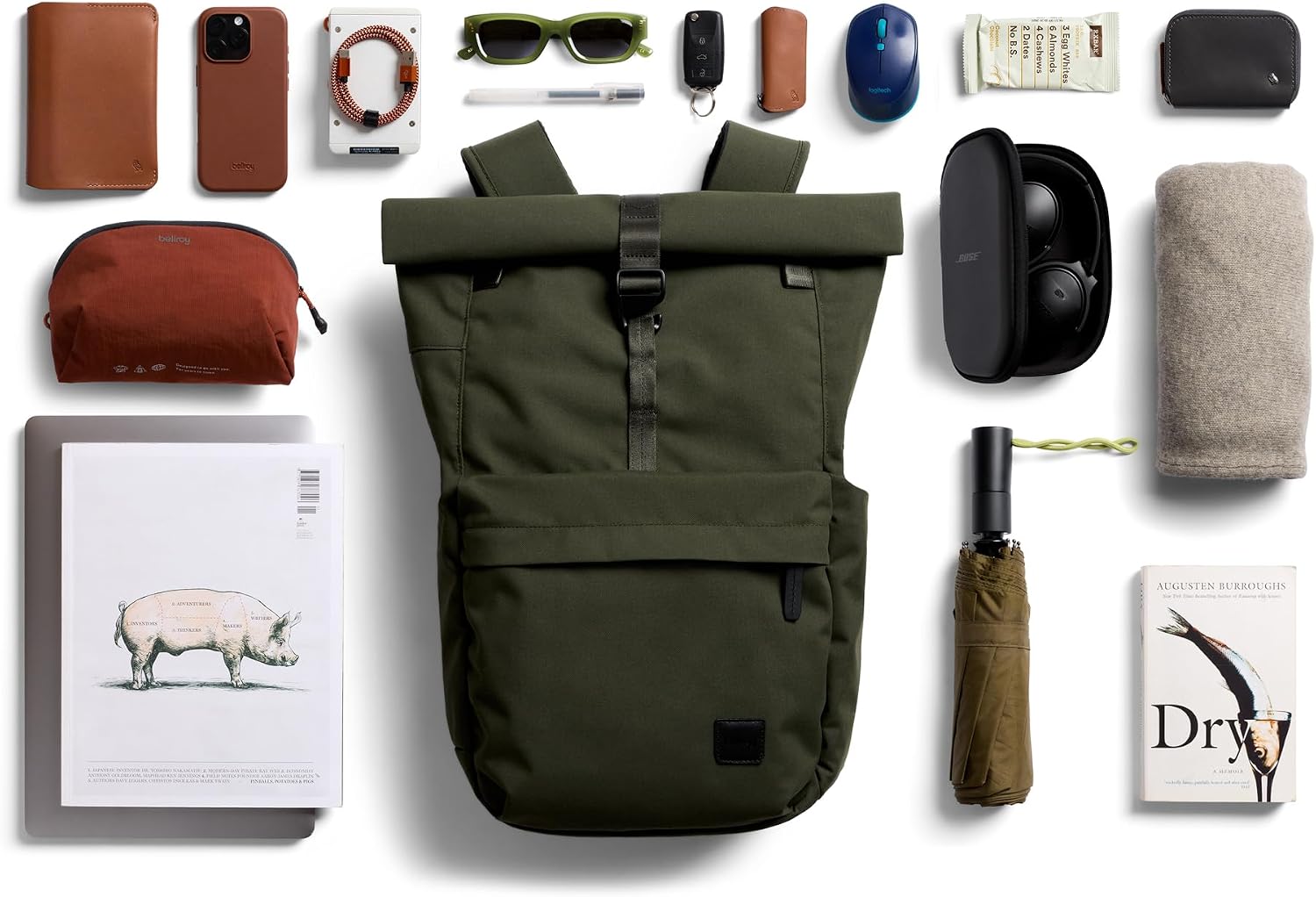 Bellroy Classic Rolltop (commuter backpack with 16' laptop sleeve, luggage pass-through, and two access points) - Olive