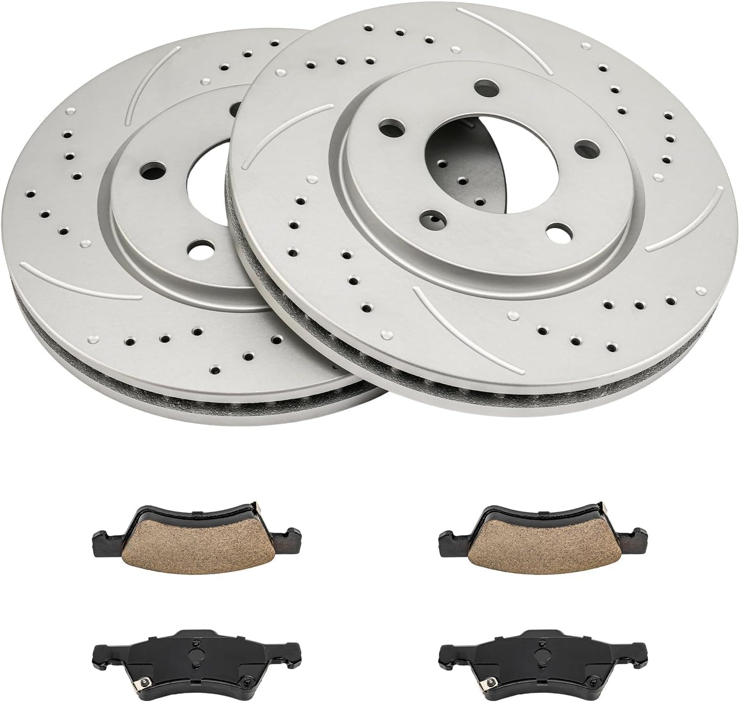 KAX Front Brake Kit for Dodge Grand Caravan 2001-2007, Caravan 2001-2007, Chrysler Town & Country 2001-2007, Voyager 2003, 11.06inch Brake Rotors Pads Kit, #53004+D857 Front Brakes
