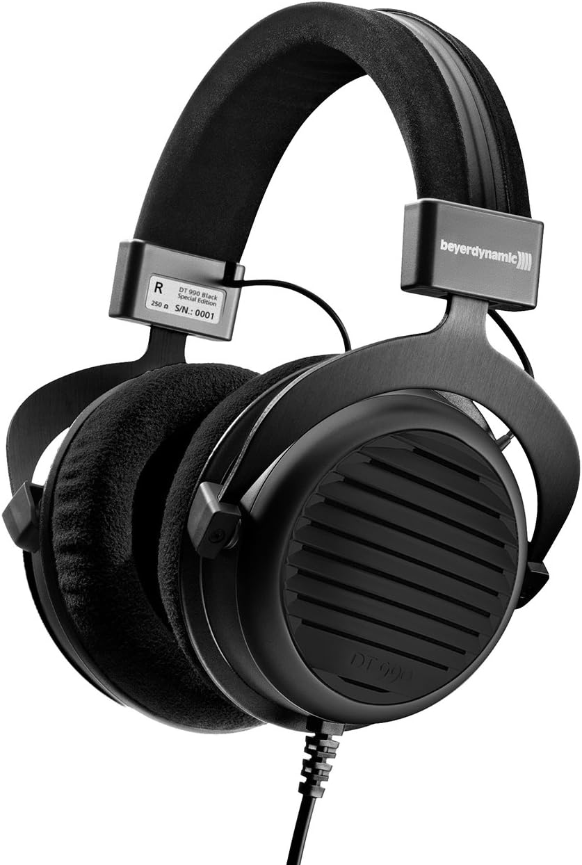 beyerdynamic DT 990 Premium Semi-Open Over Ear HiFi Stereo Headphones (600 Ohm Premium, Black Edition)
