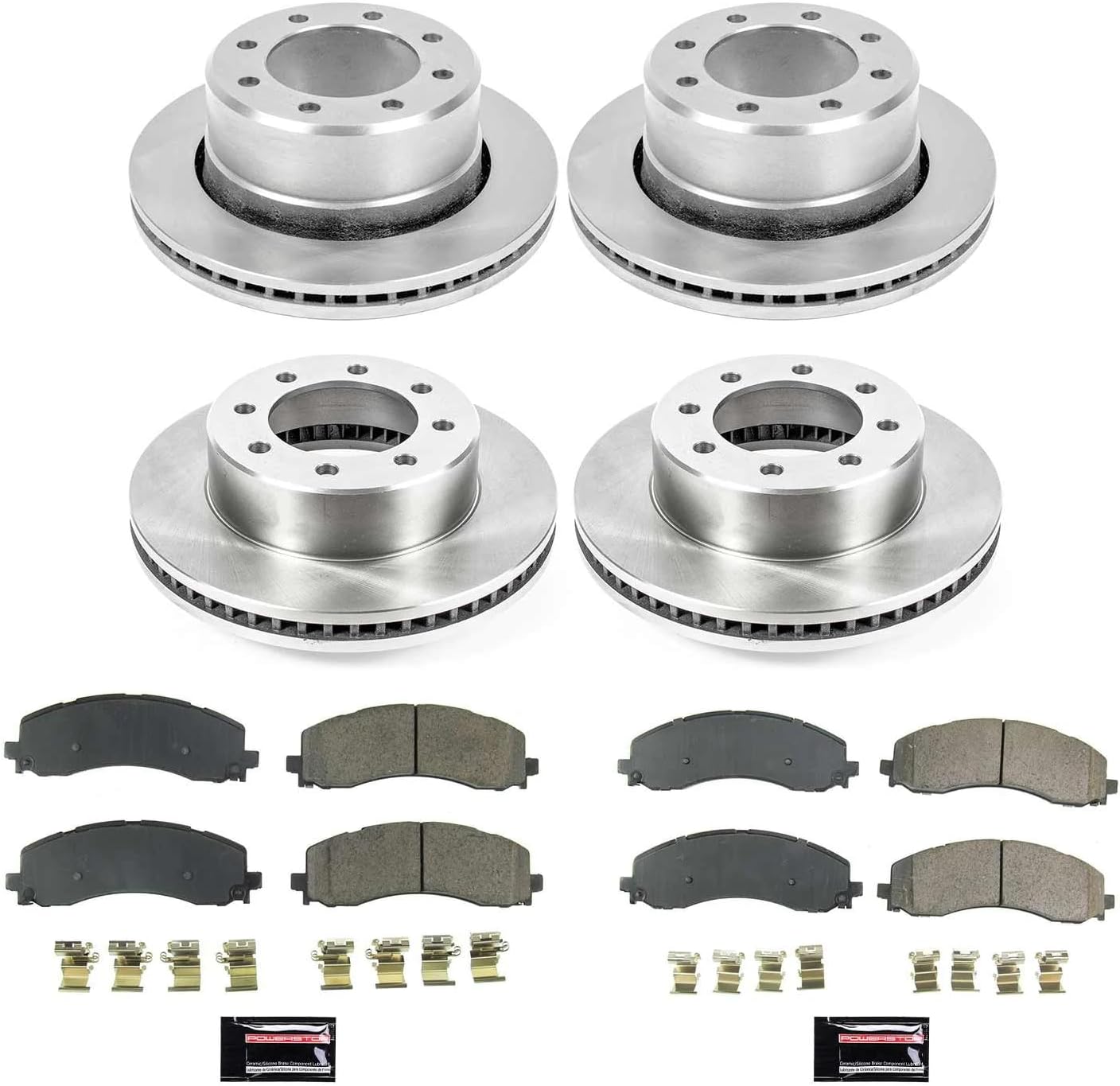 PowerStop Front and Rear Brake Kit for Ram 2500 2019-24 - Z17 Ceramic Brake Pads & Disc Rotors Replacement, KOE8640