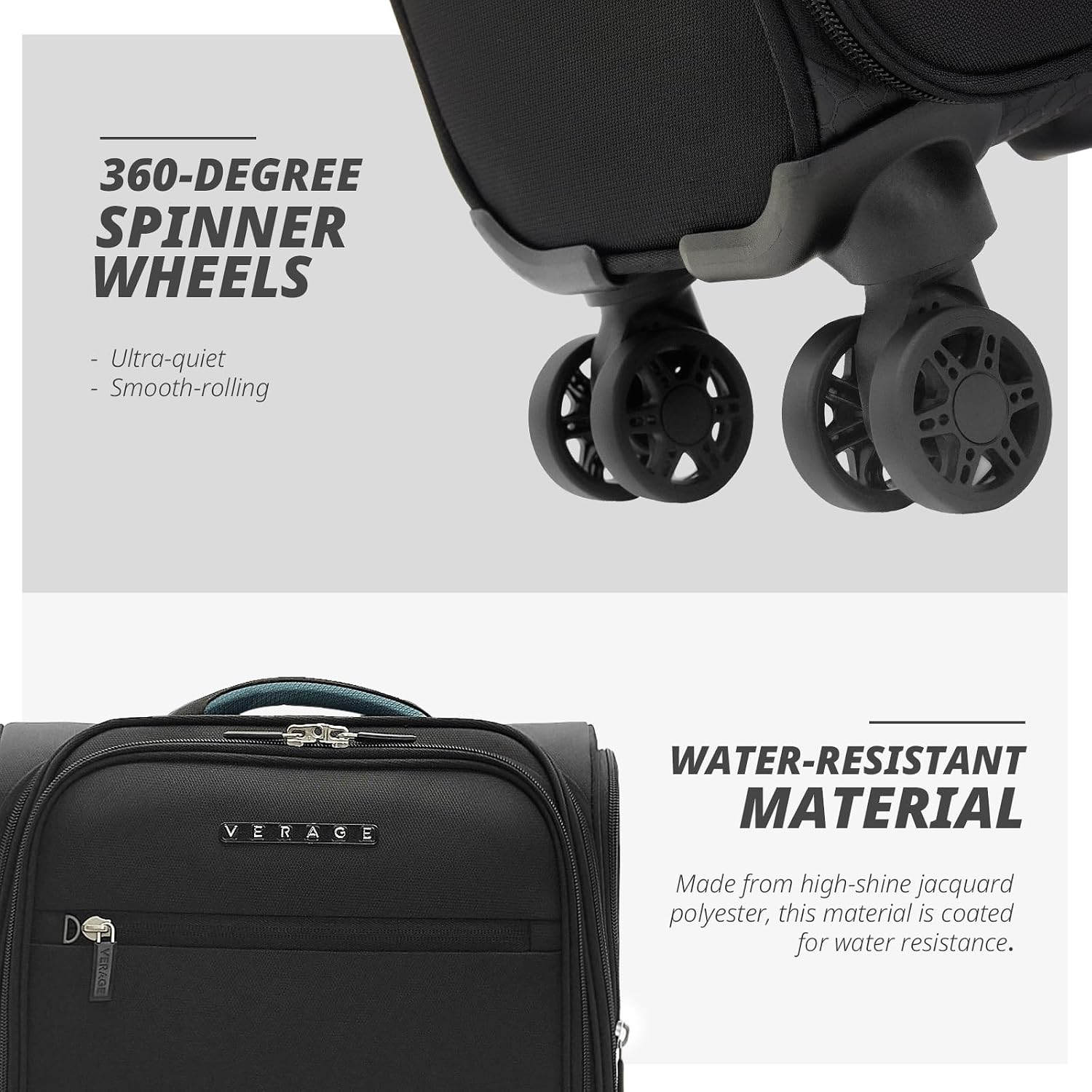 Verage 14.5 inch Underseat Carry On Luggage with Wheels, Black Softside Small Suitcase Spinner Wheeled Rolling Travel Laptop Bag for Airlines Airplanes Short Trip Men Women