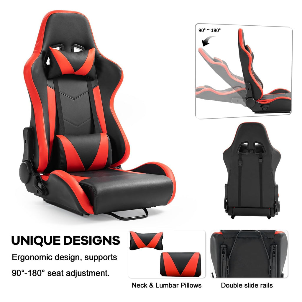 Anman 8040 Aluminum Profile Racing Simulator Cockpit with Triple Monitor Mount and Red Seat,Fit for Logitech, for Thrustmaster,for Moza Direct Drive Steering Wheel Cockpit Excluding electronic devices