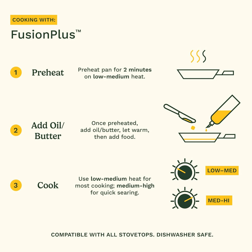 Cuisinart FusionPlus Hybrid Stainless Steel 4-Pc Skillet Cooking Set, 10 Inch and 12 Inch with Lids, PURELYSEAR Hybrid Searing Surface, Oven Safe, Cool Grip Handles, Induction Compatible