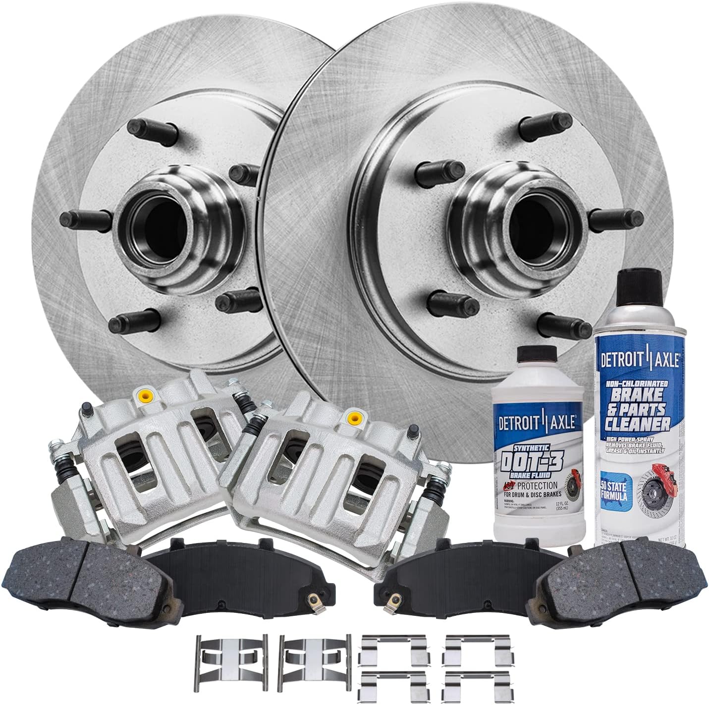 Detroit Axle - Front Brake Kit for 1999-2003 Ford F-150, 2002 Lincoln Blackwood, 2000 2001, Disc Brake Rotors Ceramic Brake Pads Brake Calipers Replacement: 12.13 inch' Front Rotor
