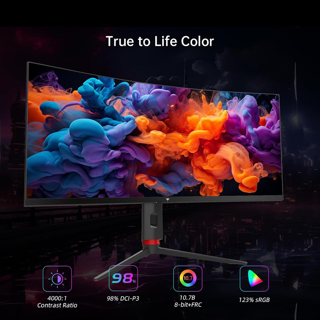 KTC 34 Inch Curved Ultrawide Gaming Monitor 3440 x 1440P 165Hz & Large Mouse Pad