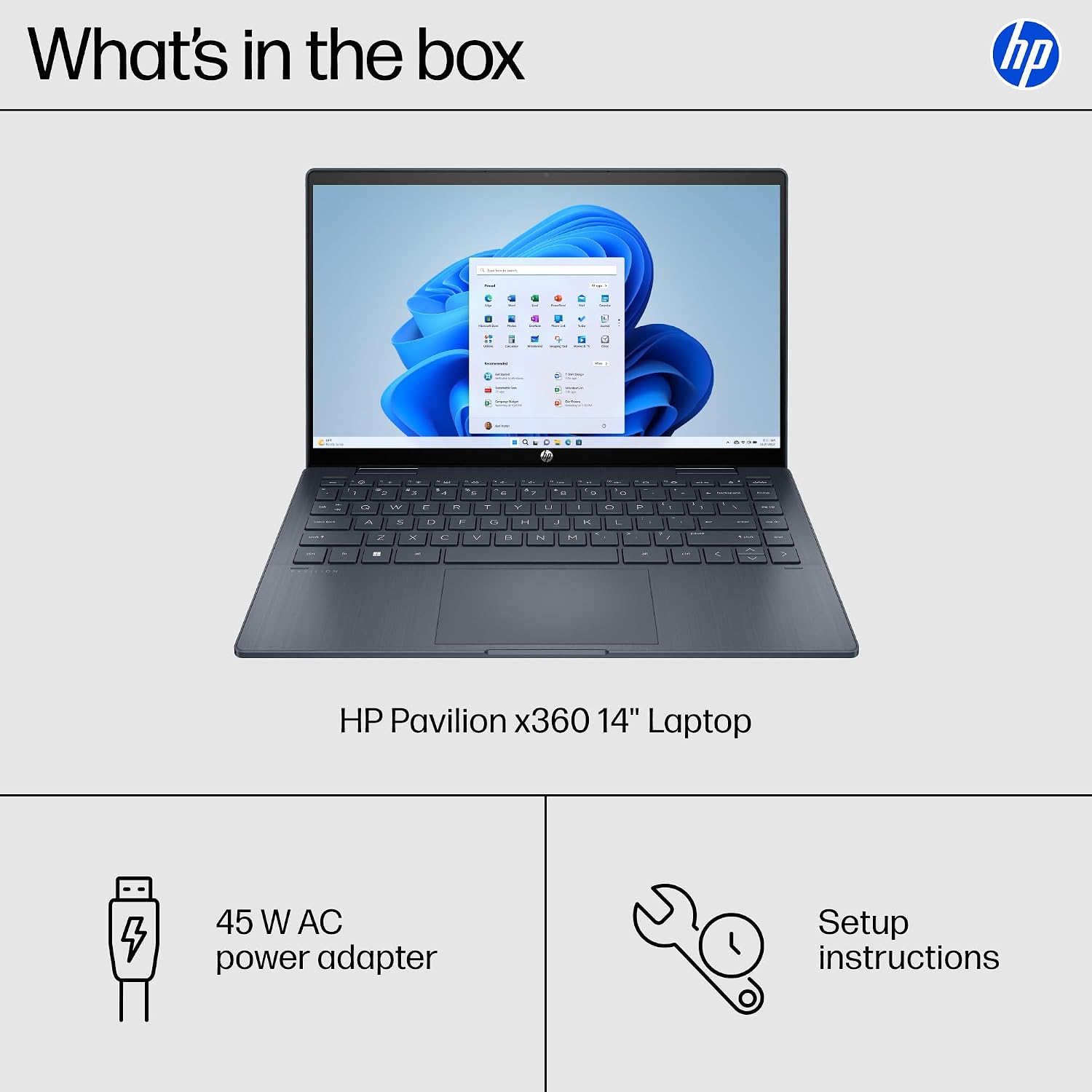 HP Pavilion x360 14 inch 2-in-1 Laptop PC, FHD Touchscreen Display, Intel Core 3 100U, 8 GB RAM, 256 GB SSD, Intel Graphics, Windows 11 Home, Space Blue, 14-ek2000nr