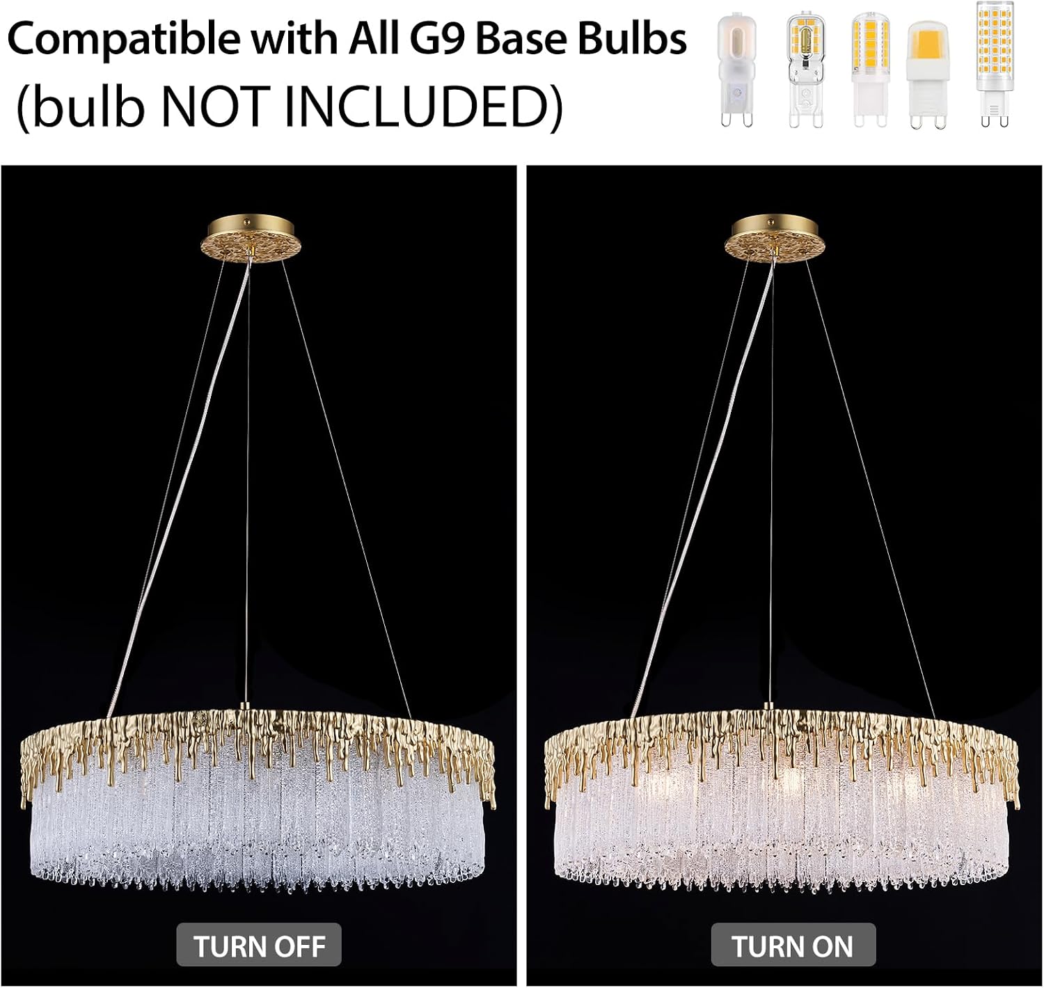 D23.6 Round Crystal Chandelier, Modern Gold Crystal Chandeliers for Dining Room, 10-Light Height Adjustable Chandelier for Living Room Bedroom Entryway Kitchen Island