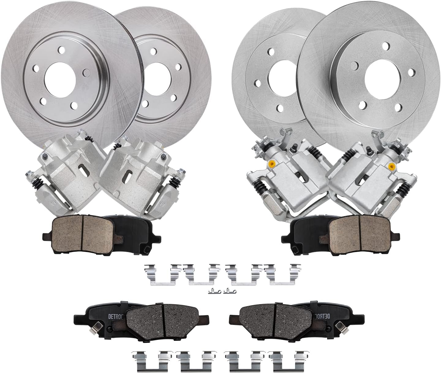 Detroit Axle - Brake Kit for Chevrolet Malibu Pontiac G6 Saturn Aura, Disc Brake Rotors Ceramic Brakes Pads and Calipers Replacement: 11.65' inch Front & 10.63' inch Rear Rotor