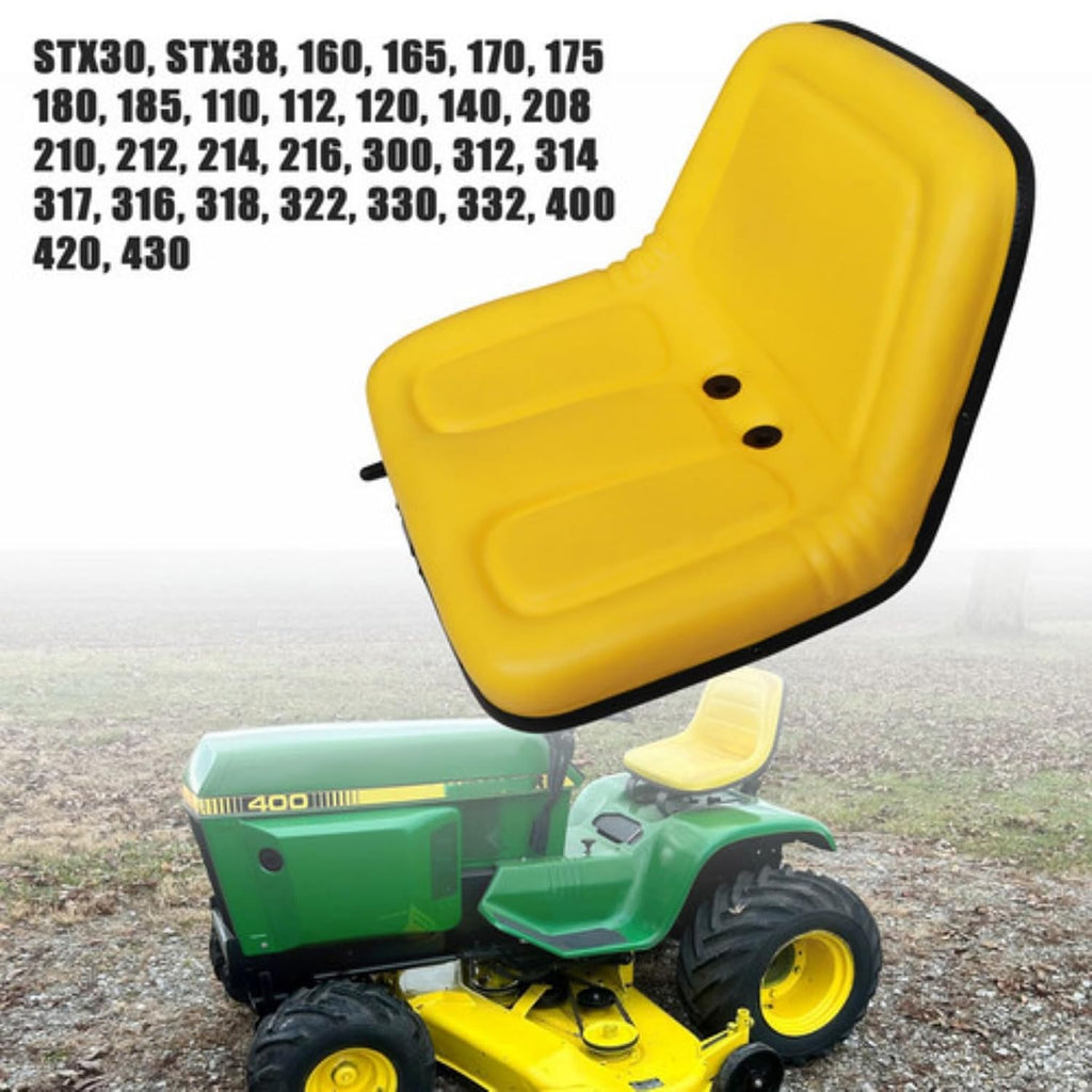 GXARTS Lawn Mower Seat Replacement Yellow Compatible with John Deere Tractor 212, 214, 216, 300, 312, 314, 317, 316, 318, 322, 330, 332, 400, 420, 430 160, 165, 170, 175, 180 Riding Mower Skid Steers