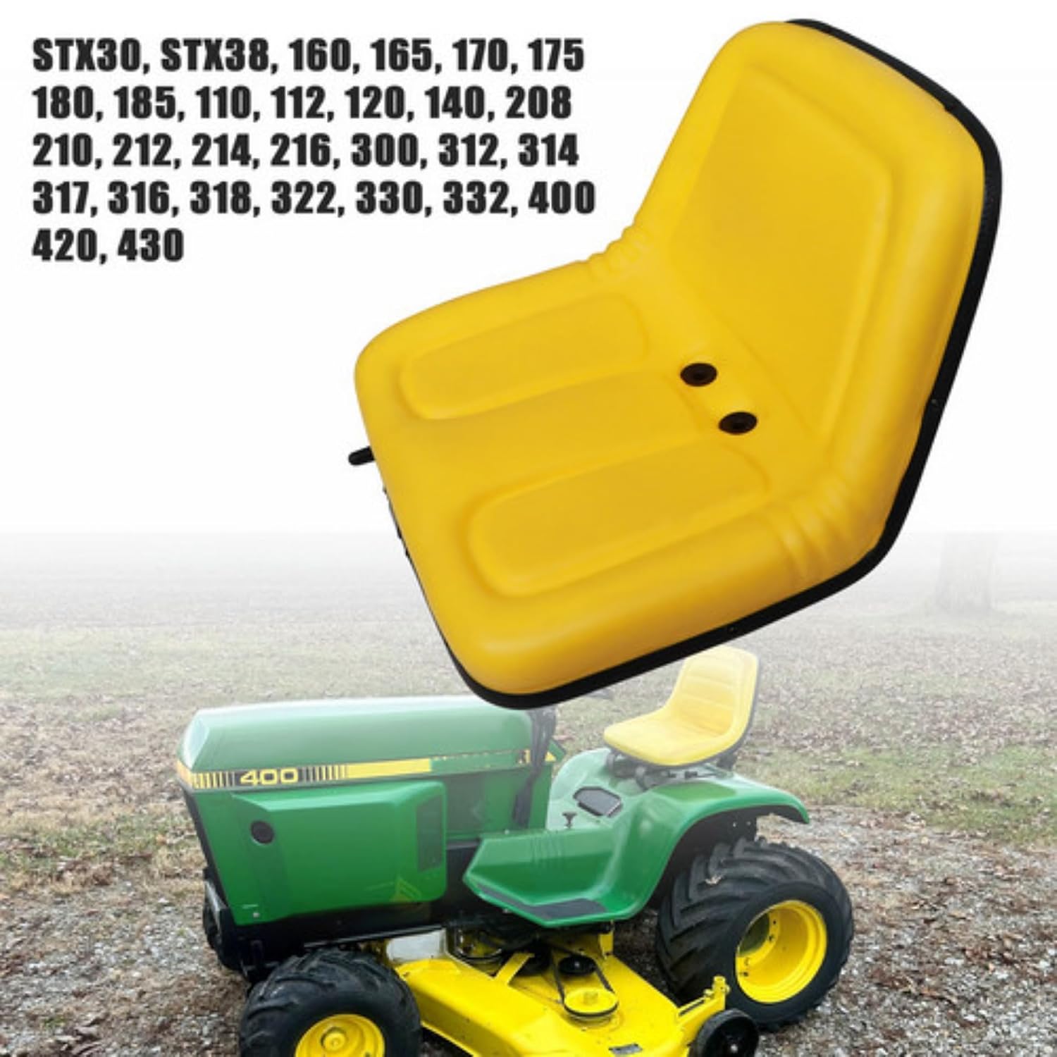 GXARTS Lawn Mower Seat Replacement Yellow Compatible with John Deere Tractor 212, 214, 216, 300, 312, 314, 317, 316, 318, 322, 330, 332, 400, 420, 430 160, 165, 170, 175, 180 Riding Mower Skid Steers