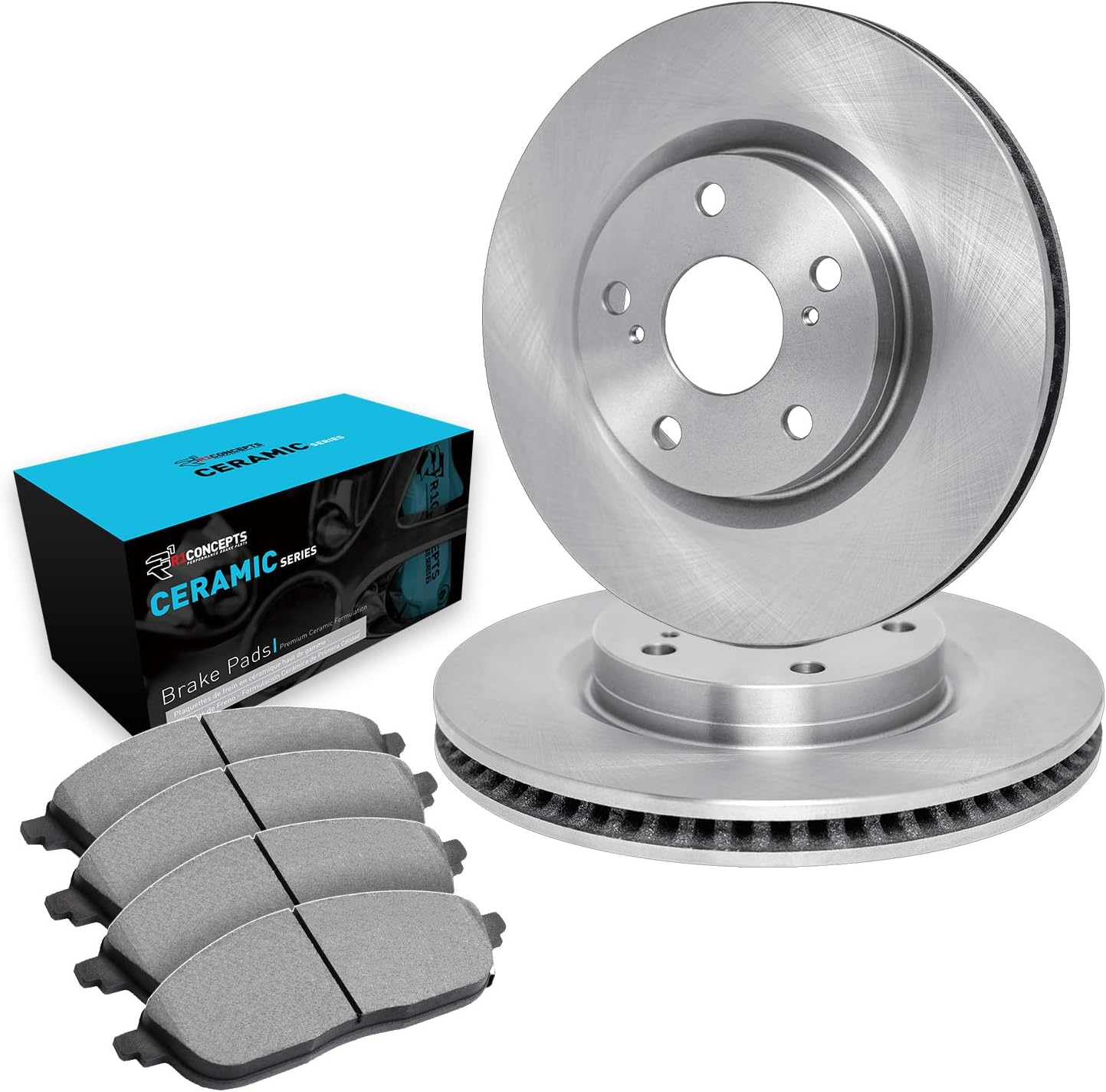 R1 Concepts Rear Brake Kit Fits 2014-2016 BMW 228i, 428i; 2017-2021 BMW 230i; 2013-2018 BMW 320i; 2012-2015 BMW 328i| Ceramic Brake Pads and Blank Brake Rotors| 11.8' Rear