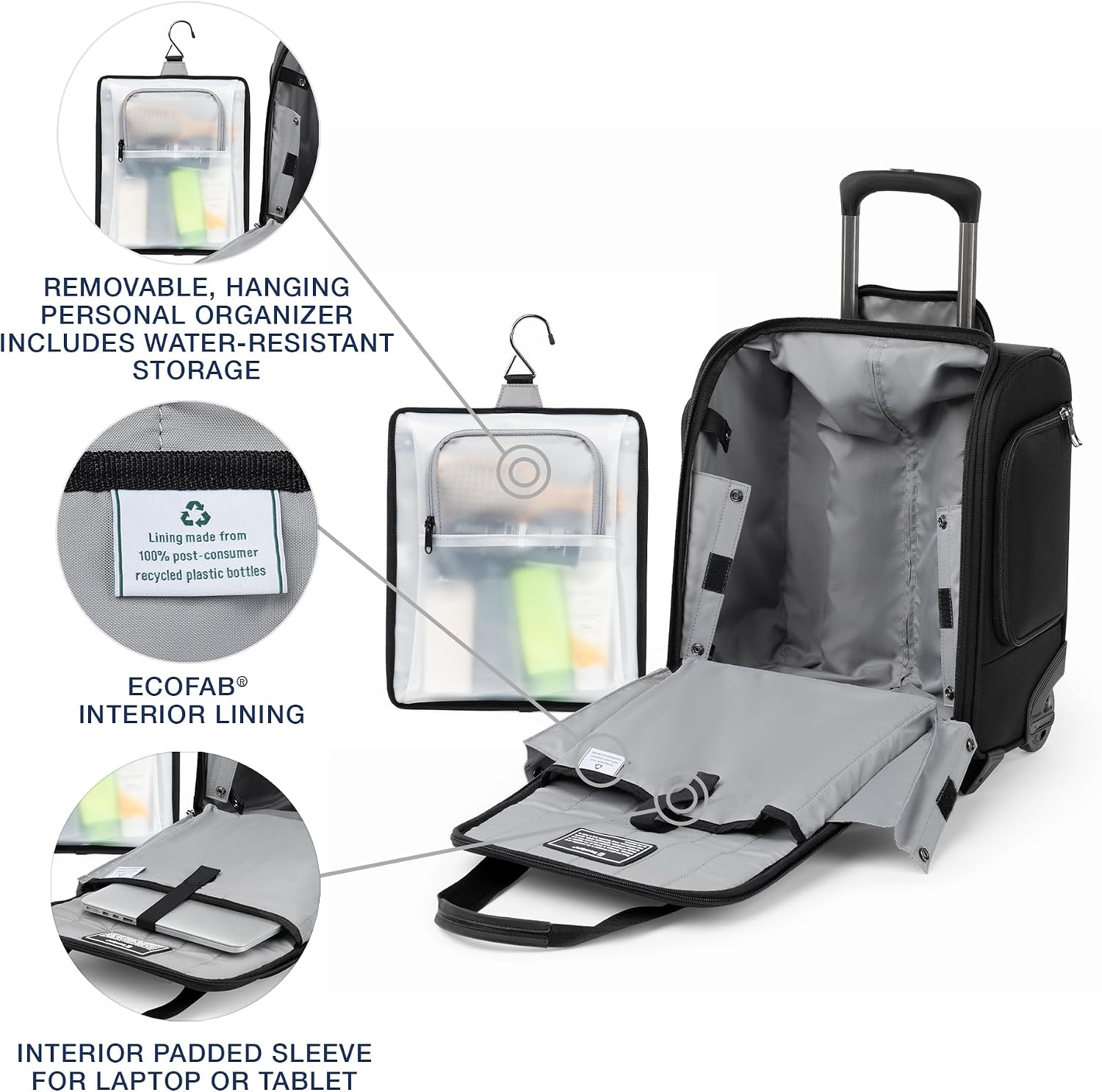 Travelpro Crew Classic Lightweight Softside Luggage, Rolling Underseat Carry on Bag, 14' Laptop or Tablet Sleeve, Men and Women, 17-Inch, Titanium Grey