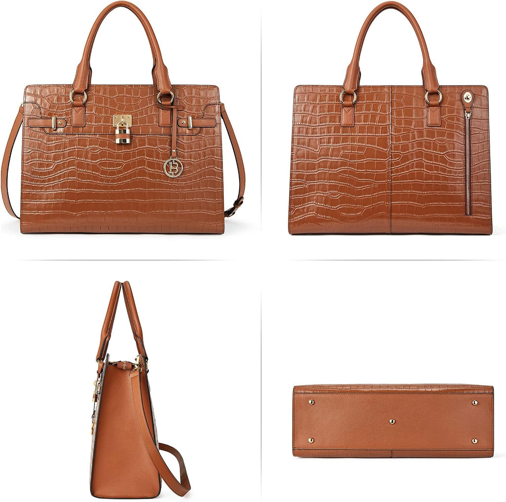 BOSTANTEN Briefcase for Women 15.6 inch Leather Laptop Bag Vintage Slim Lawyer Business Bag Stylish Work Purse