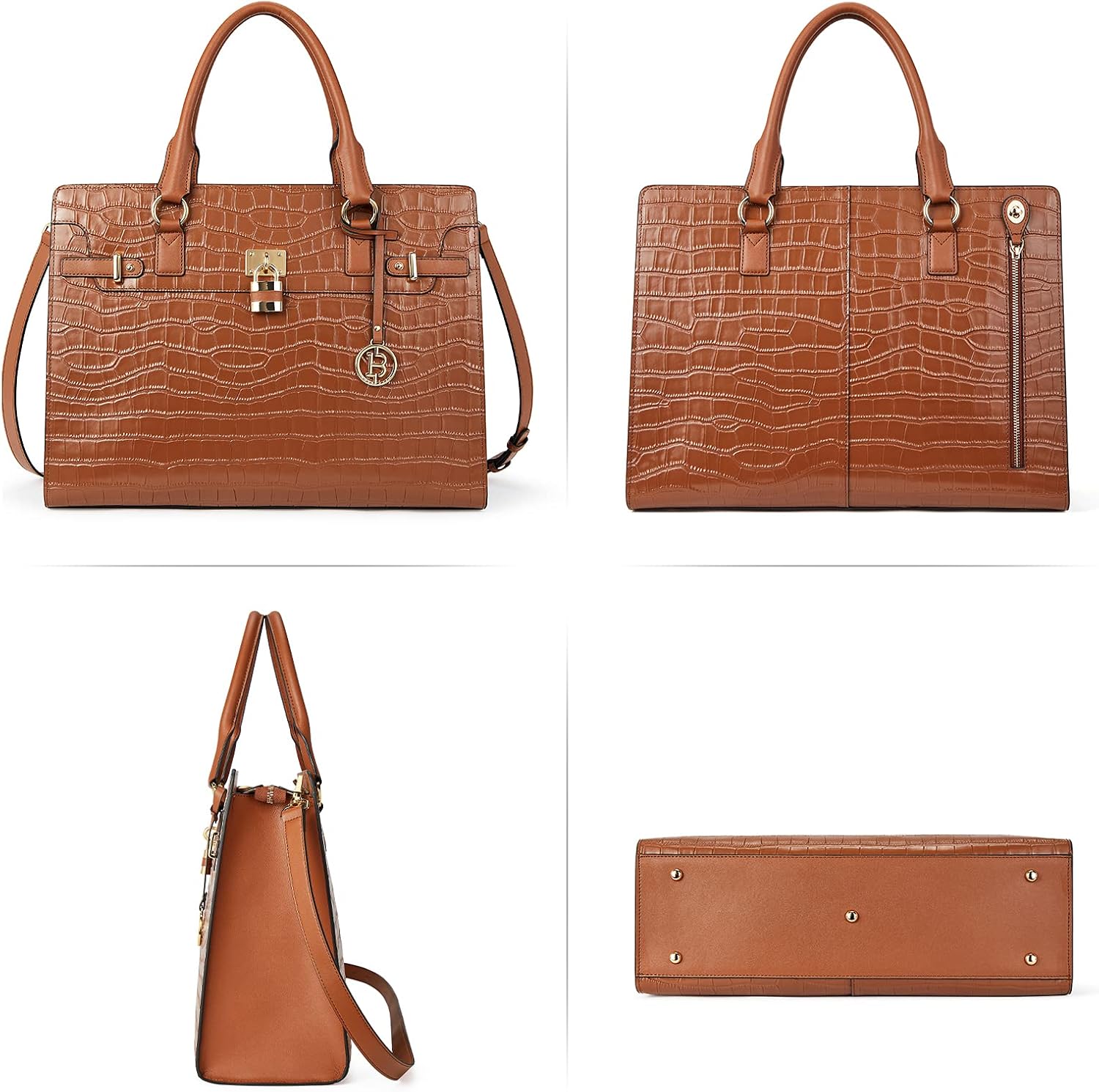 BOSTANTEN Briefcase for Women 15.6 inch Leather Laptop Bag Vintage Slim Lawyer Business Bag Stylish Work Purse