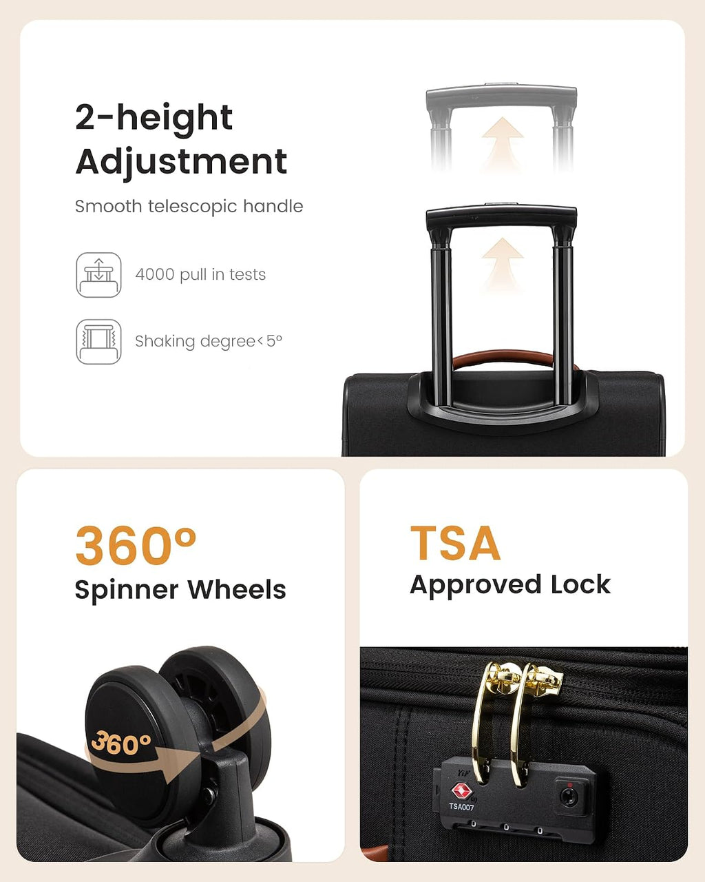 LOVEVOOK Carry on Luggage Airline Approved with Garment Bag & Spinner Wheels, 26.5 Inch Large Rolling Suitcase with TSA Lock, Softside Lightweight Underseat Carryon Luggage for Women Travel, 3Pcs