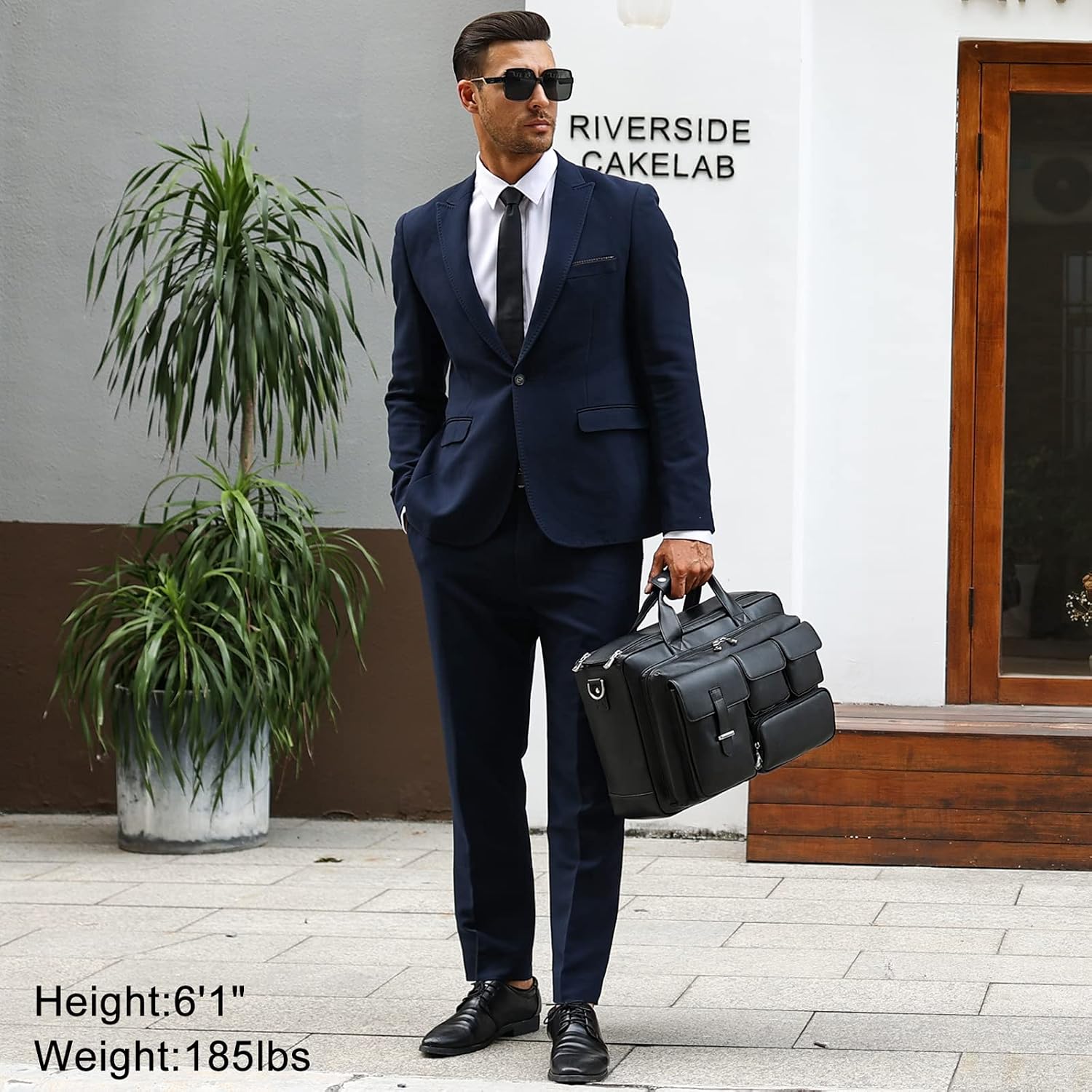 TIDING Full Grain Leather Briefcase For Men 17 Inch Laptop Case Business Travel Office Messenger Shoulder Bag