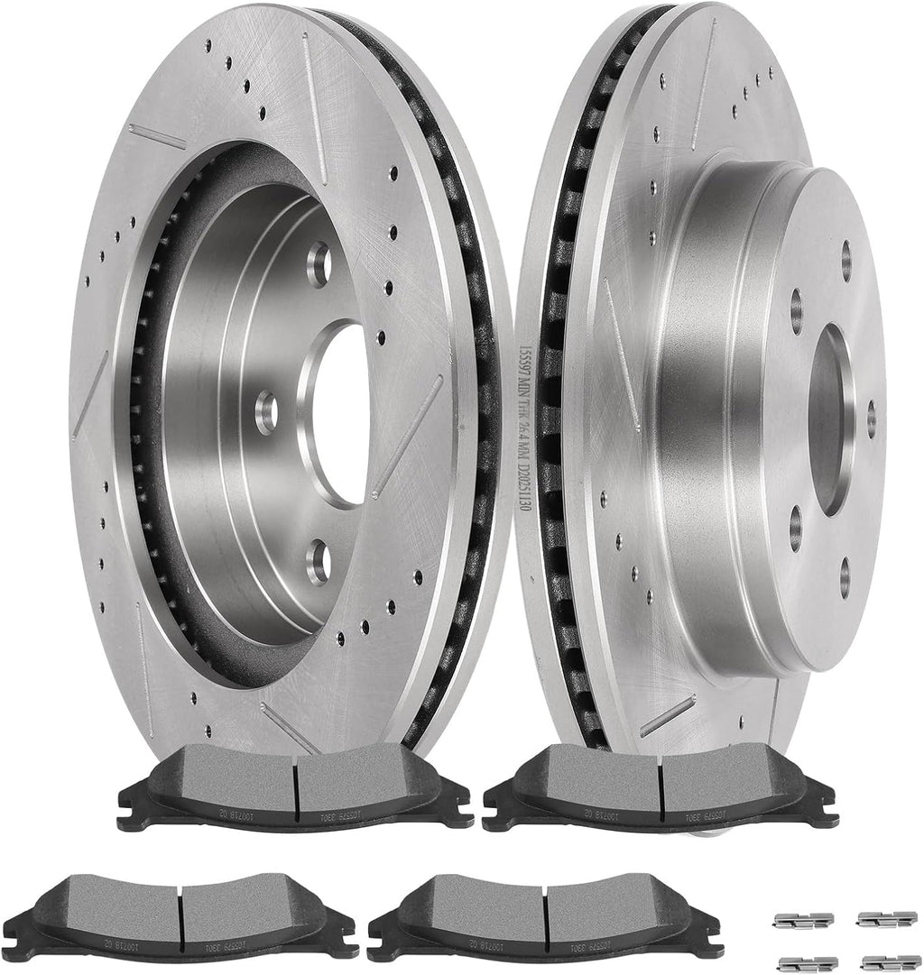 SCITOO Disc Brake Pads and Rotors Front 13.23' Rotors Replacement For Dodge For Durango 2004-2006,For Dodge For Ram 1500 2002-2005, 5/Lugs Vented Brake Kits