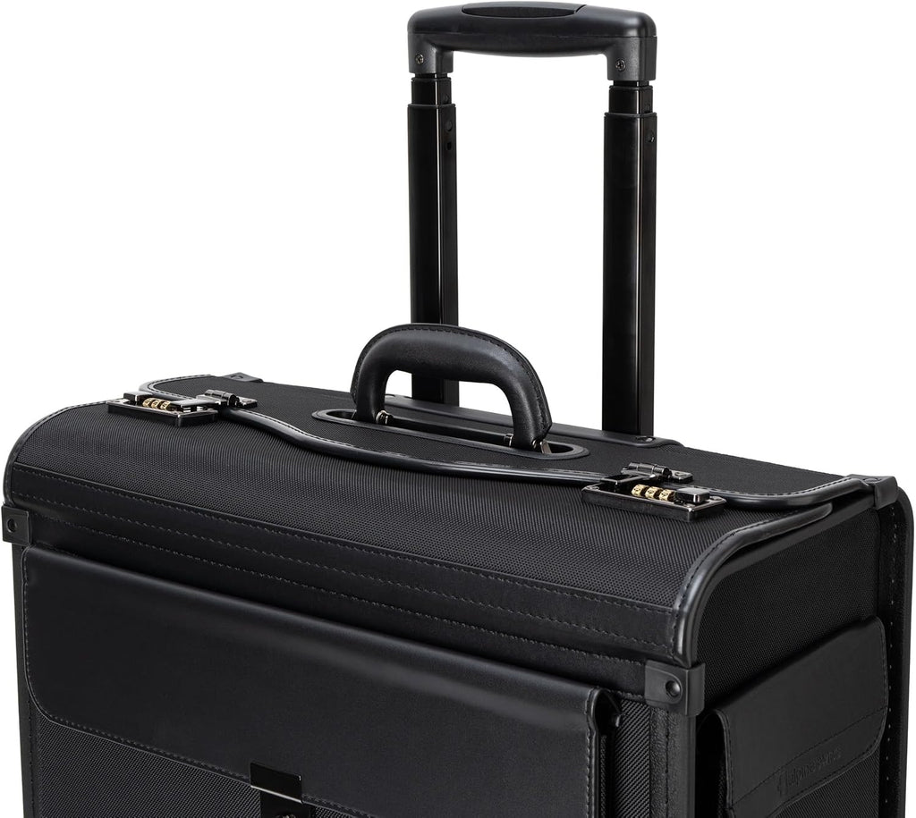 Alpine Swiss Wheeled Briefcase | Rolling Briefcase Locking Telescopic Handle 4 Replaceable Wheels | Pilot Lawyer Litigator Attache Case | 17' Laptop Compartment | Dual Combo Locks | Organizer Pockets