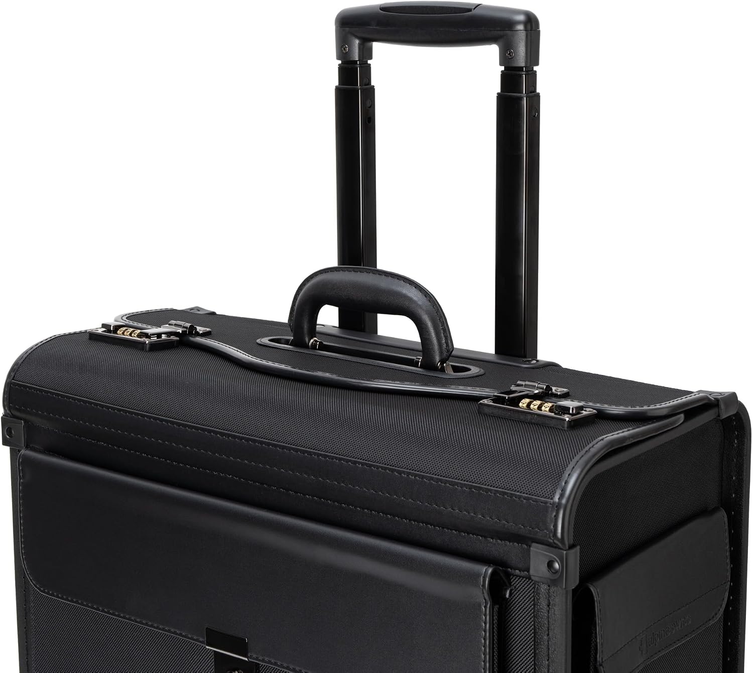 Alpine Swiss Wheeled Briefcase | Rolling Briefcase Locking Telescopic Handle 4 Replaceable Wheels | Pilot Lawyer Litigator Attache Case | 17' Laptop Compartment | Dual Combo Locks | Organizer Pockets