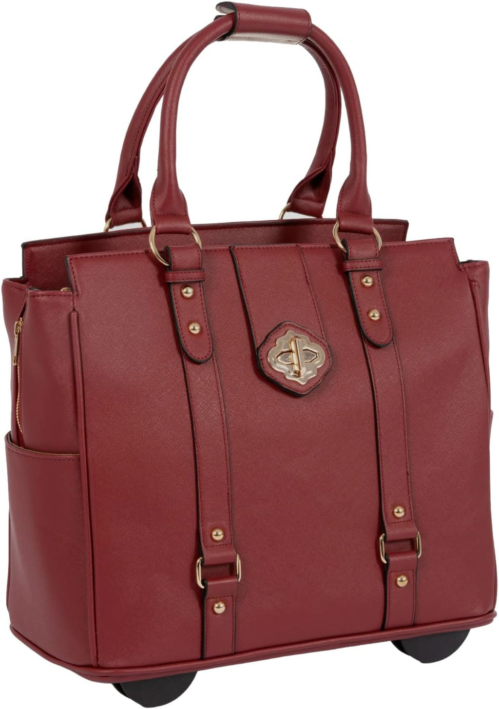 JKM & Company EXECUTIVE Burgundy Computer iPad, Laptop Tablet Rolling Tote Bag Briefcase Carryall Bag