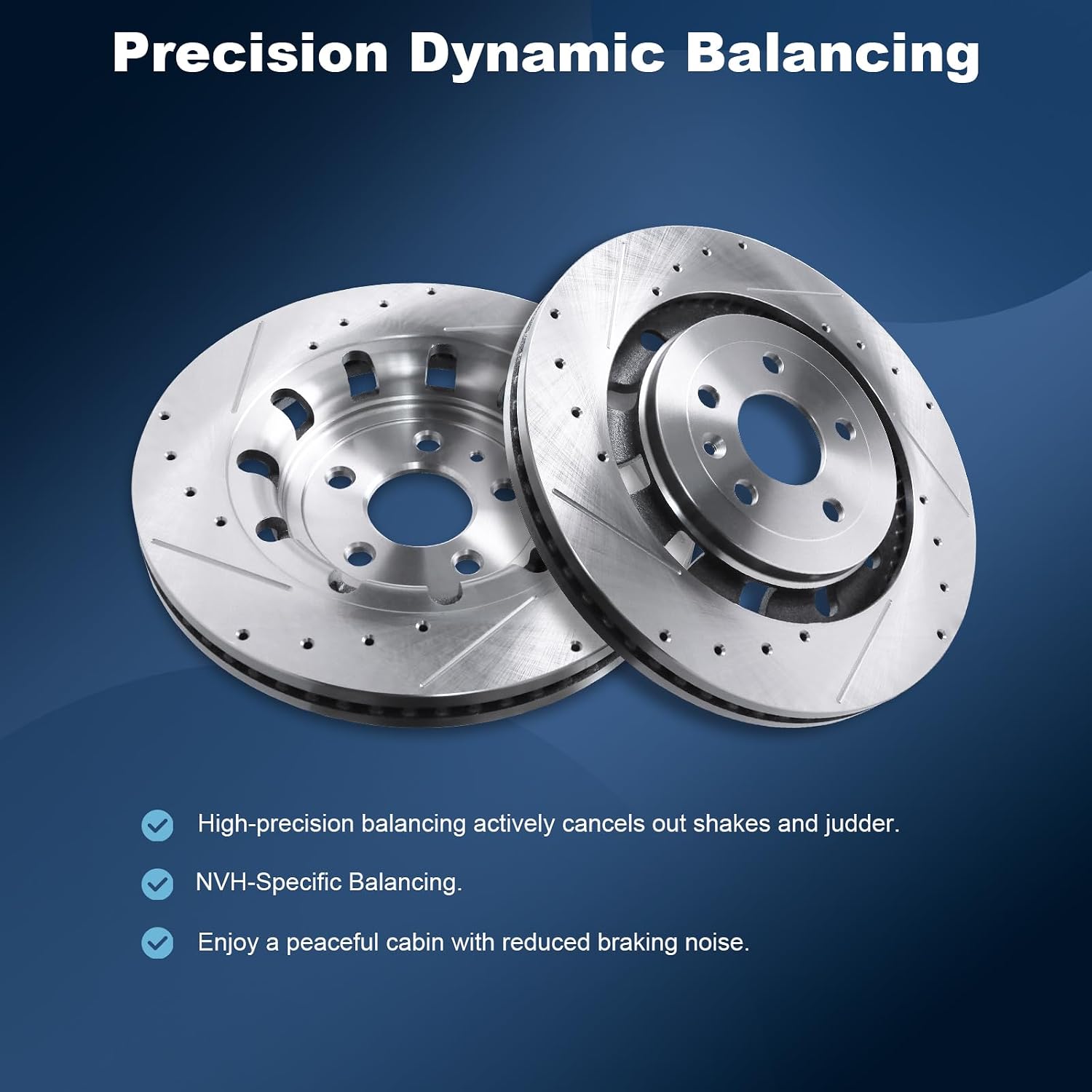 Front Drilled and Slotted Disc Brake Rotors Fit for Ford 13-19 Explorer/Flex/Police Interceptor Sedan/Taurus SHO, 14-18 Special Service Police Sedan; for Lincoln 13-16 MKS, 13-19 MKT