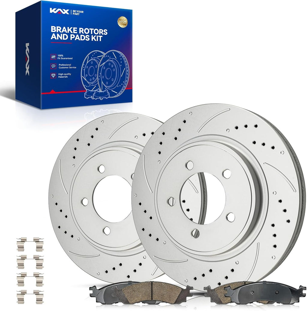 KAX Front Brake Kit for Ford Explorer 2006-2010, Explorer Sport Trac 2007-2010, Mercury Mountaineer 2006-2010, 12.01inch Brake Rotors Pads Kit, #54143+D1158 Front Brakes
