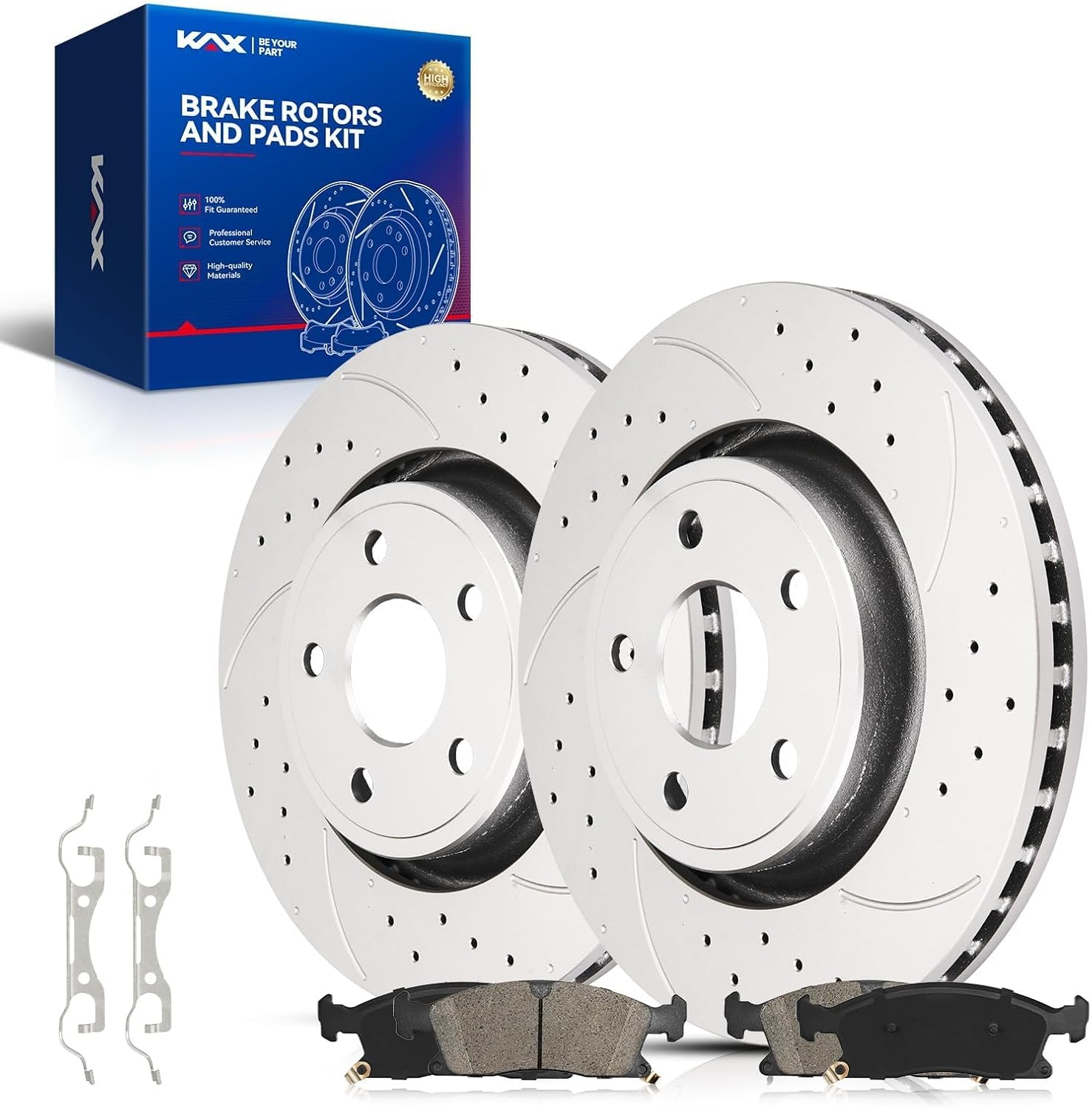 KAX Front Brake Kit for Jeep Grand Cherokee 2011-2018, Dodge Durango 2011-2013 2015-2020, 13.78inch Brake Rotors Pads Kit, #53064+D1455 Front Brakes