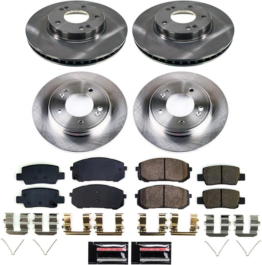 PowerStop Front and Rear Brake Kit for Hyundai Elantra 2021-23 - Z17 Ceramic Brake Pads & Disc Rotors Replacement, KOE9169