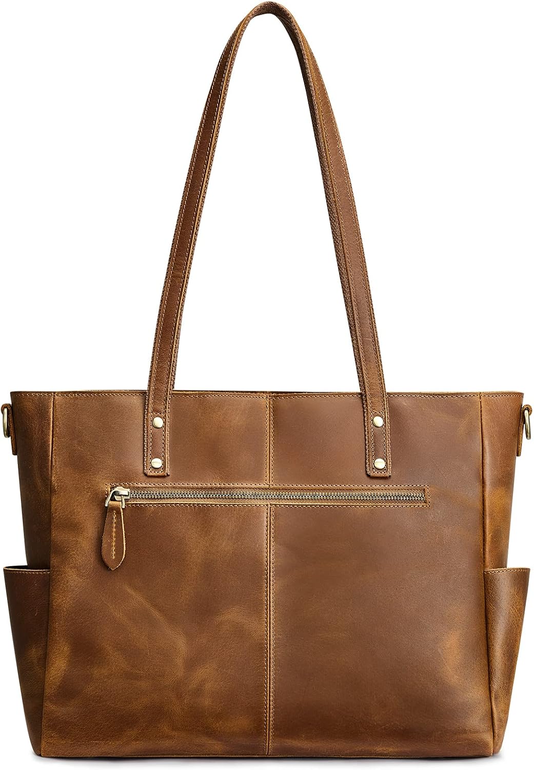 S-ZONE Women Genuine Leather Tote Bag Large Shoulder Purse Vintage Crossbody Work Handbag