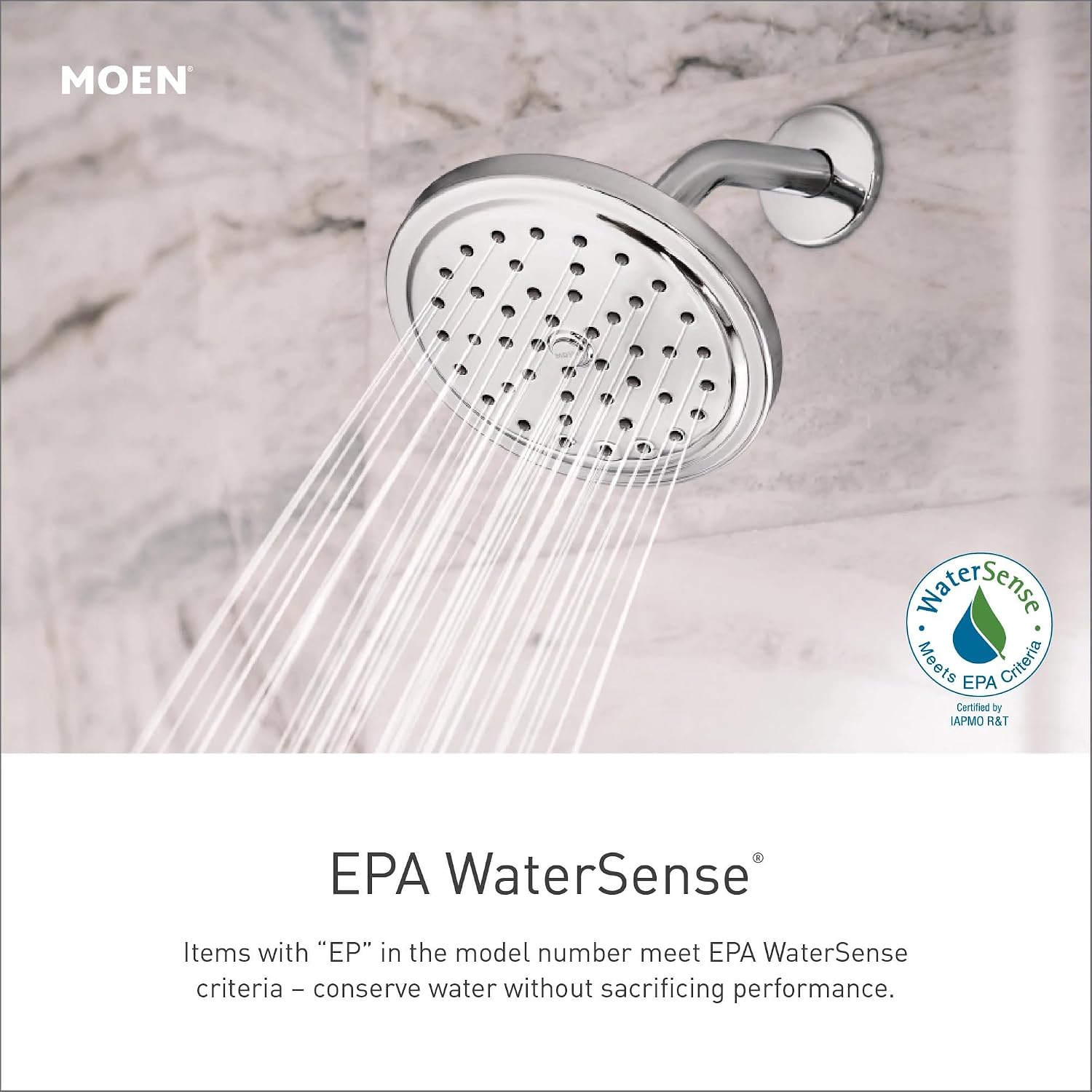 Moen S6345EPBN Velocity Eco-Performance Two-Function 8-1/2' Diameter Spray Rainshower Showerhead, Brushed Nickel